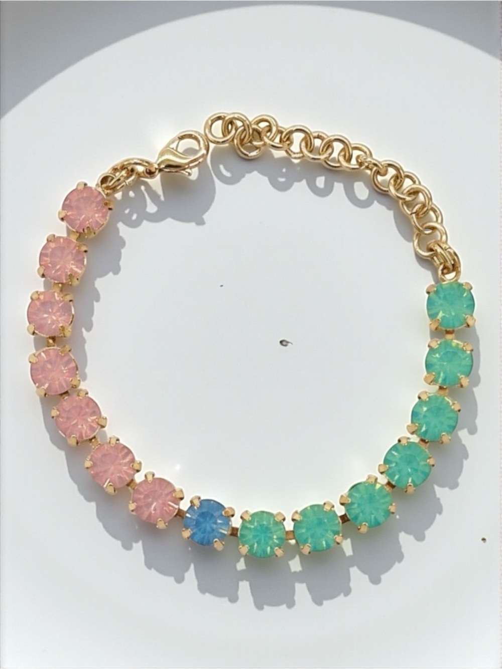 Pastel Crystal Tennis Bracelet Gold Tone Candy Color Bracelet NWOT